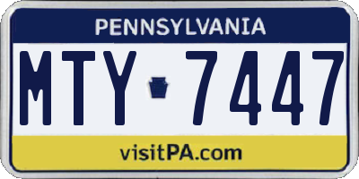 PA license plate MTY7447