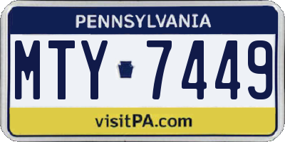 PA license plate MTY7449