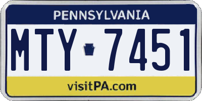 PA license plate MTY7451