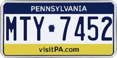 PA license plate MTY7452