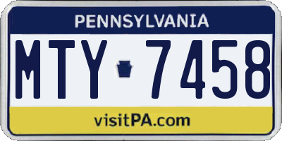 PA license plate MTY7458