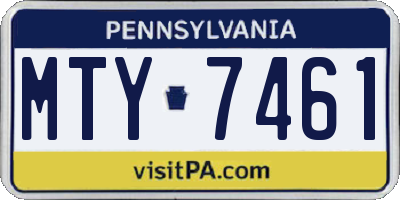PA license plate MTY7461