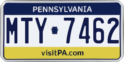 PA license plate MTY7462