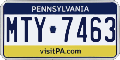 PA license plate MTY7463