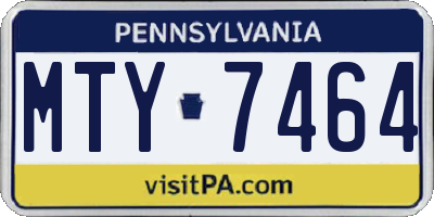 PA license plate MTY7464