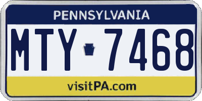 PA license plate MTY7468