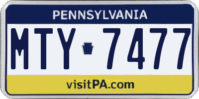 PA license plate MTY7477