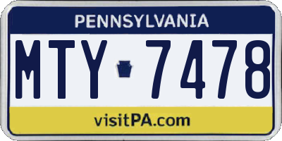 PA license plate MTY7478