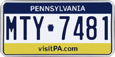 PA license plate MTY7481