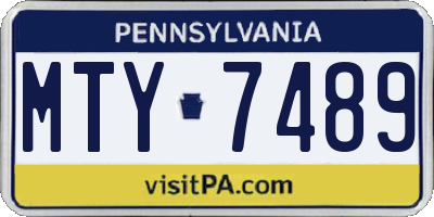 PA license plate MTY7489