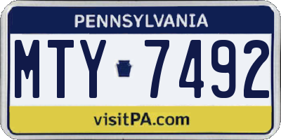 PA license plate MTY7492