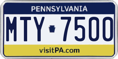 PA license plate MTY7500