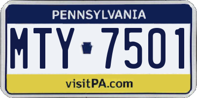 PA license plate MTY7501