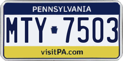 PA license plate MTY7503