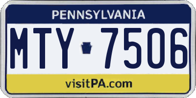 PA license plate MTY7506