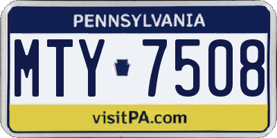 PA license plate MTY7508