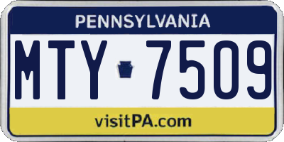 PA license plate MTY7509