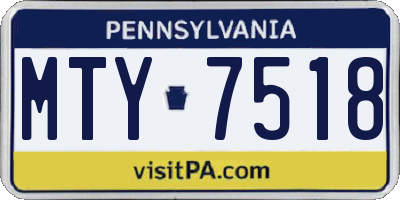 PA license plate MTY7518