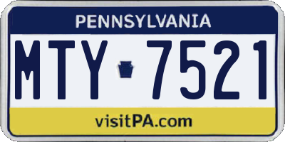 PA license plate MTY7521