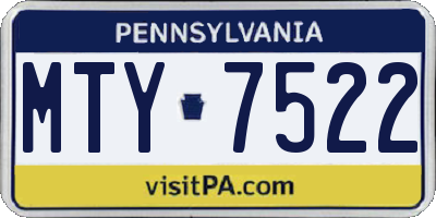 PA license plate MTY7522