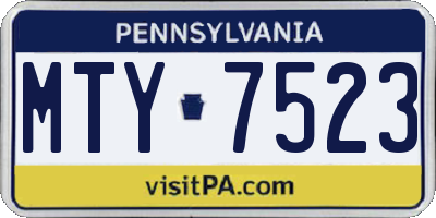 PA license plate MTY7523