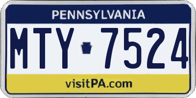 PA license plate MTY7524
