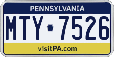 PA license plate MTY7526