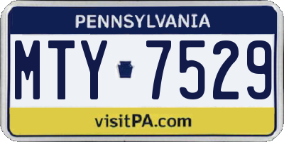 PA license plate MTY7529