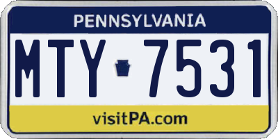 PA license plate MTY7531