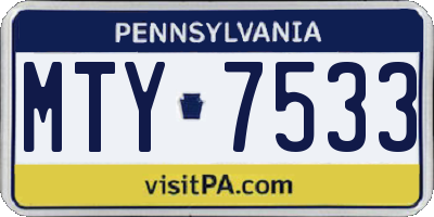 PA license plate MTY7533