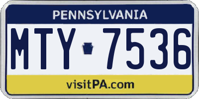 PA license plate MTY7536
