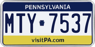 PA license plate MTY7537