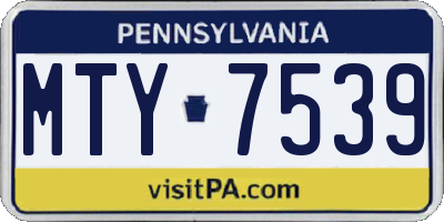 PA license plate MTY7539