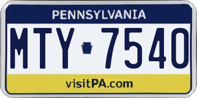 PA license plate MTY7540