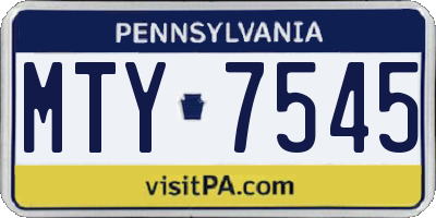 PA license plate MTY7545