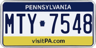 PA license plate MTY7548