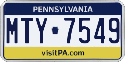 PA license plate MTY7549