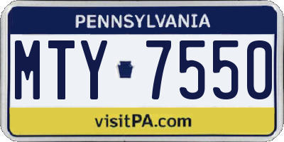 PA license plate MTY7550