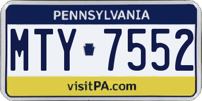 PA license plate MTY7552