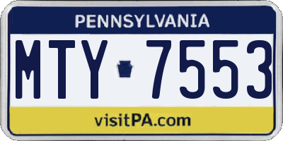 PA license plate MTY7553
