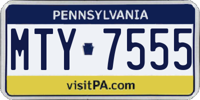 PA license plate MTY7555