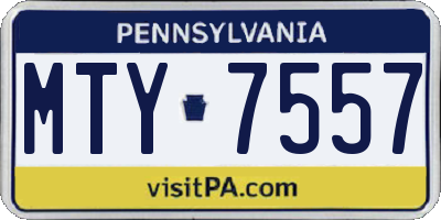 PA license plate MTY7557