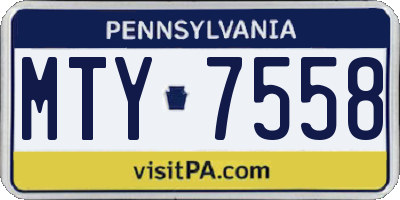 PA license plate MTY7558