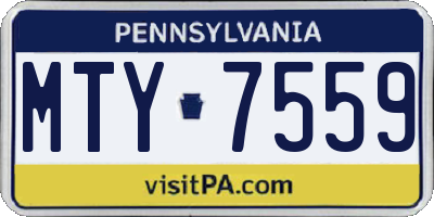 PA license plate MTY7559