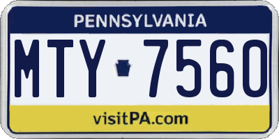 PA license plate MTY7560