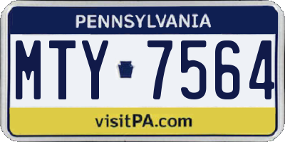 PA license plate MTY7564