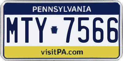 PA license plate MTY7566