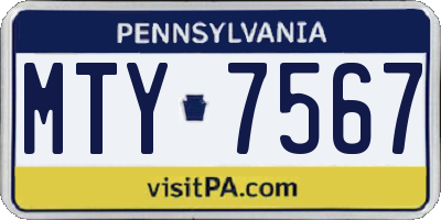 PA license plate MTY7567