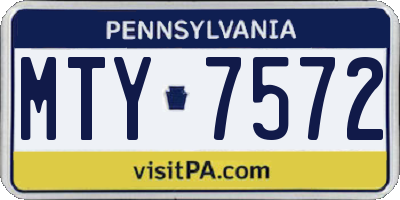 PA license plate MTY7572