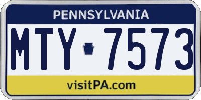 PA license plate MTY7573